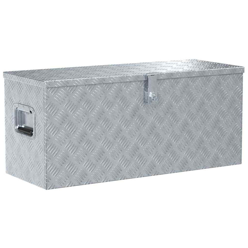 Boîte à outils Boîte de rangement extérieure avec système de verrouillage Coffre à outils en aluminium, Argent