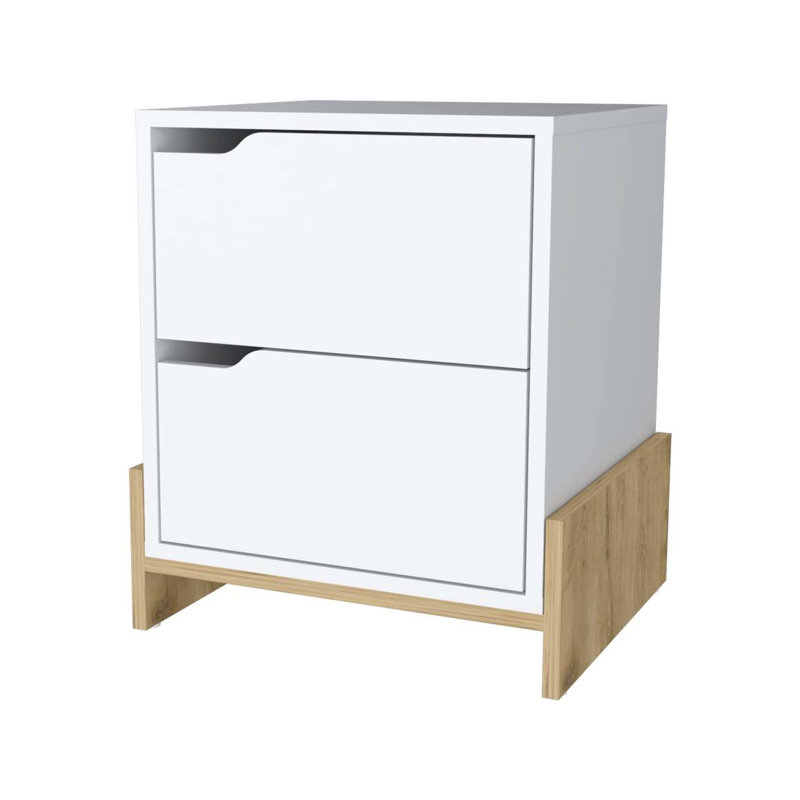 Ralston 2-Drawer Nightstand, White/Macadamia