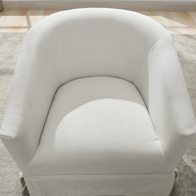 Upholstered Swivel Barrel Chair Set Of 2, White