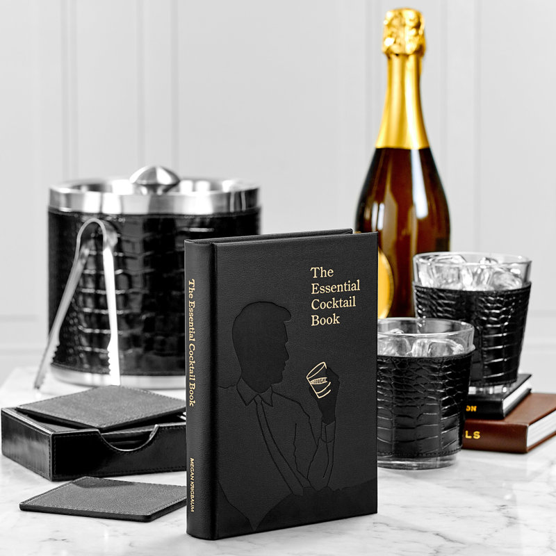 Graphic Image The Essential Cocktail Book Coffee Table Book, Leather, Black