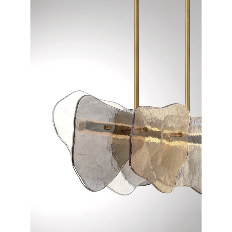 Lustre, 39 po, laiton antique, verre mélangé, 40"