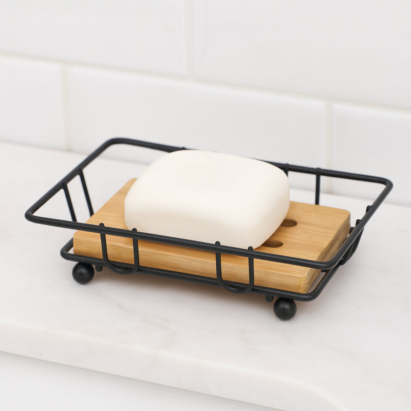Bamboo Soap Dish, Black/Bamboo