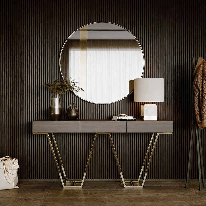 Console légère de luxe de style italien, H 33,5 po x l 55,1 po x P 15,7 po