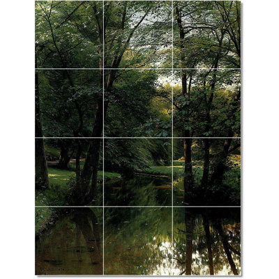 12.75" x 17" Ceramic Painting Decorative Mural Tile 4.25" x 4.25"