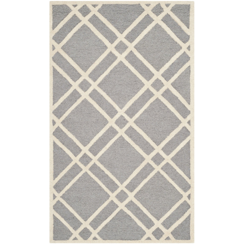 Deedgra Hand Tufted Wool Geometric Rug, Rectangle 3' x 5'