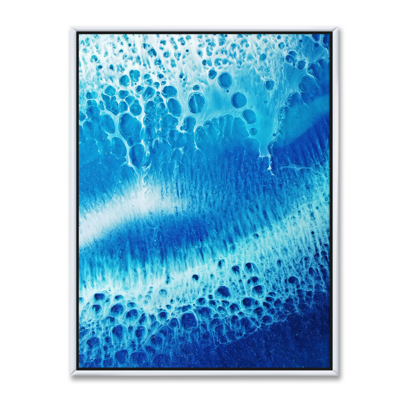 «Waves Epoxy Resin Art I», reproduction d'art sur toile, H 46 po x l 36 po x P 1,5 po, Toile avec cadre blanc