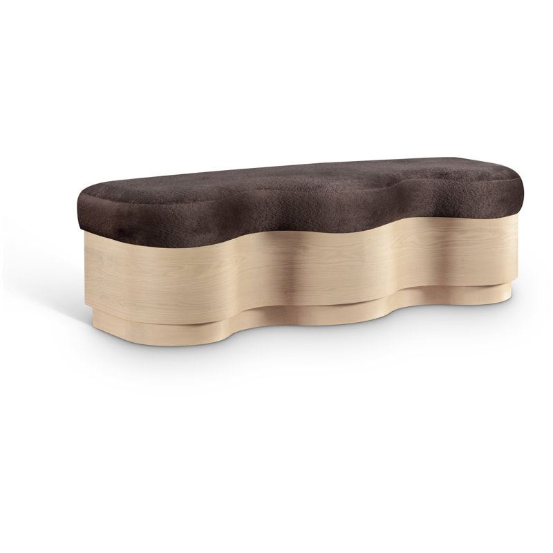 Banc en velours Savoy Mariaclara, Velours brun, Naturel