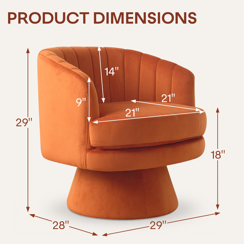 Fauteuil d'appoint de salon pivotant de 29 po de largeur, Orange