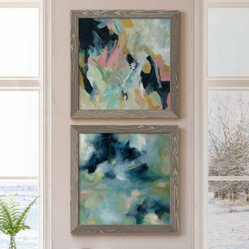 «Vitality», ensemble de 2 peintures sur toiles, H 20 po x l 40 po x P 1,5 po, Toile avec cadre gris