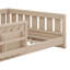 Lit plateforme simple avec garde-corps et tablettes de rangement, lit au sol avec clôture semi-fermée pour garçons filles-490775836-490775839