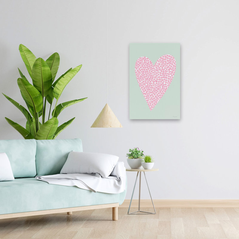Cœur rose tacheté, H 16 po x l 24 po