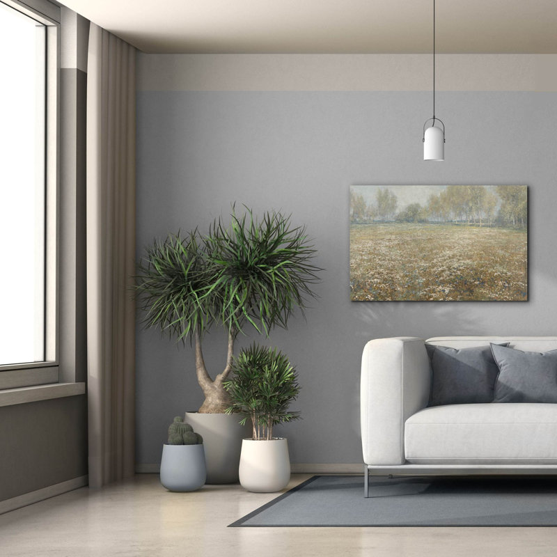  «Champ de fleurs», art mural sur toile avec lettres et lignes, 40 po x 26 po, H 26 po x l 40 po