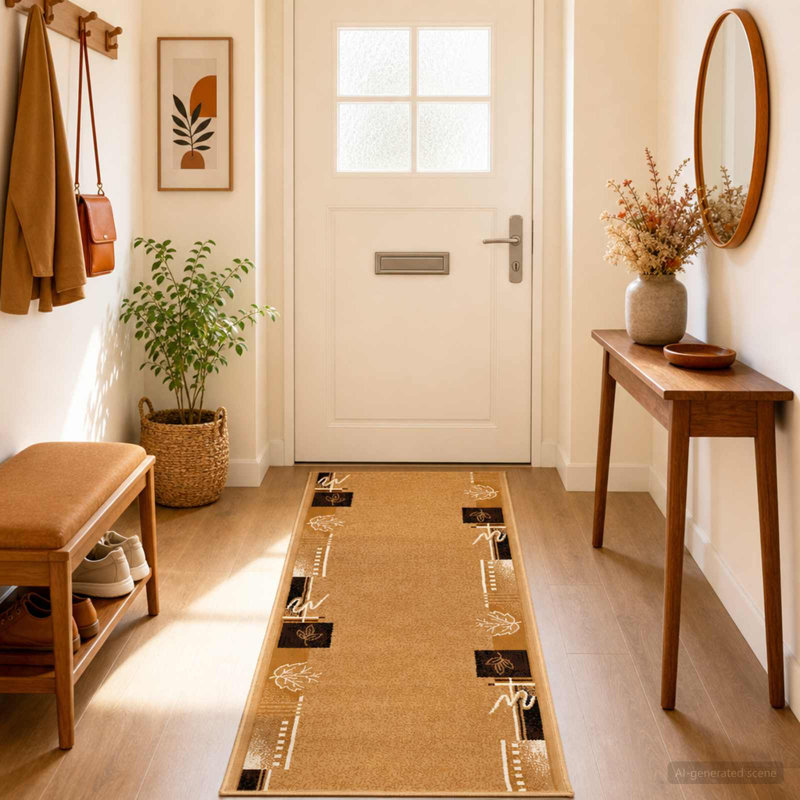 Rectangle Area Rug, Brown, Rectangle 100 cm x 350 cm