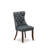 Dallas Parson Chairs - Button Tufted Nailhead Platinum Gray Polyester Fabric Padded Dining Chairs, Set of 2, Antique Walnut-2063801563