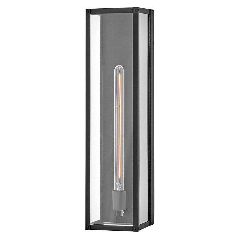 Hinkley Max Large Wall Mount Lantern, 24" H x 6" W x 6" D, Black