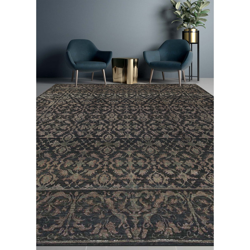 Cotton Oriental Area Rug in Brown