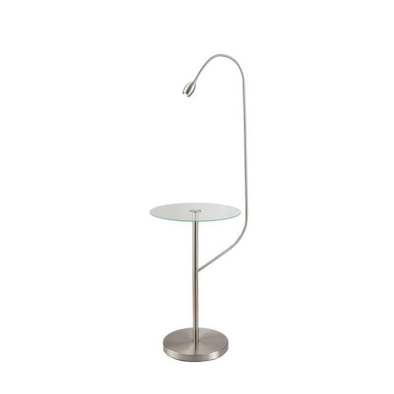 FOCUS Beam Floor Lamp With Table - Brushed Nickel