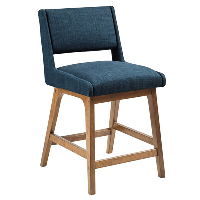 Adorable tabouret de comptoir, coussin de siège de 4,75 po, repose-pieds de 6,5 po, capacité de 300 lb, revêtement bleu marine, cadre en bois de pacanier et siège de tabouret de salle à manger Ivy