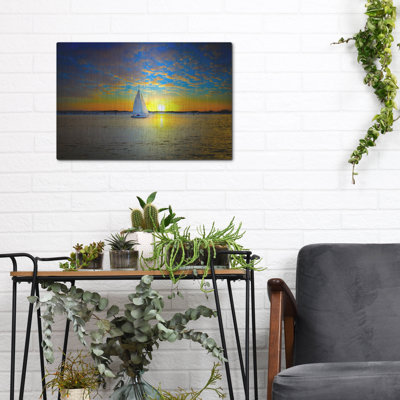 Breakwater Bay «Destin Sunset Sailing East Pass» par Ezra Tanner, art mural en métal