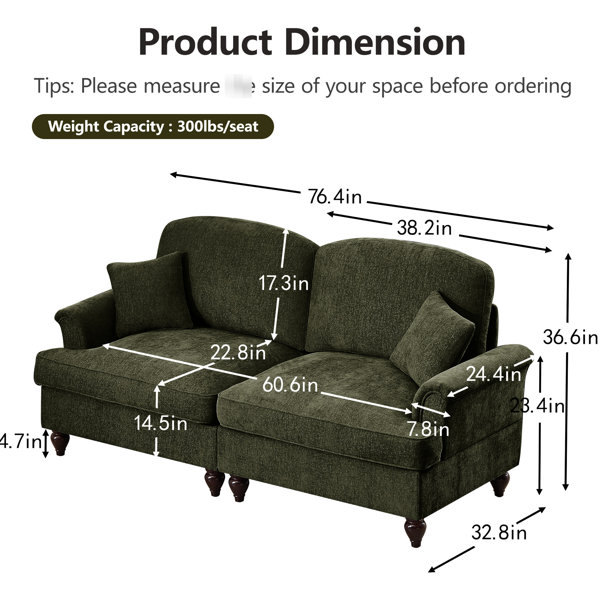 Red Barrel Studio Elegant Flared Arm Two Seater Love Seat In Coffee ...