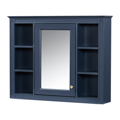 35''X27.5'' Blue Bathroom Wall Cabinet, Mirror Cabinet With Functional Storage, Mounted Storage 35''X27.5'', Included, Spacious, Construction