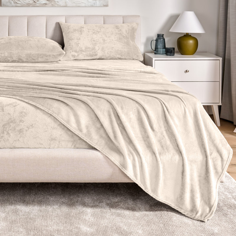 Ensemble de draps Microplush, Sable, Ensemble de draps pour taille de lit double avec u