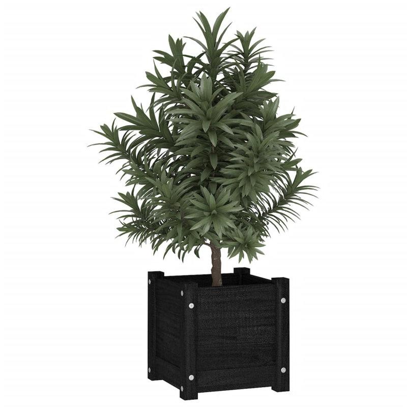 Wood Pot Planter, White, 23.6" H x 23.6" W x 23.6" D, 2