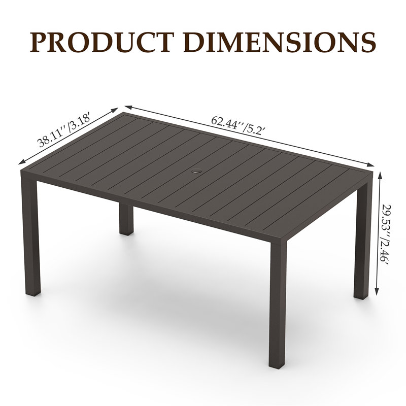 Table de salle à manger d'extérieur pour 6 personnes (table incluse seulement)