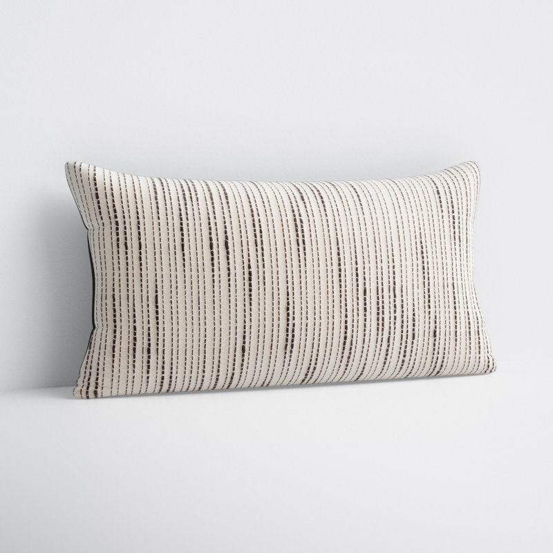Dodson Embroidered Cotton Lumbar Pillow Cover, 12" x 24"