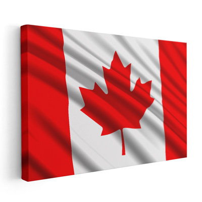 Drapeau du Canada flottant - reproduction d'art sur toile