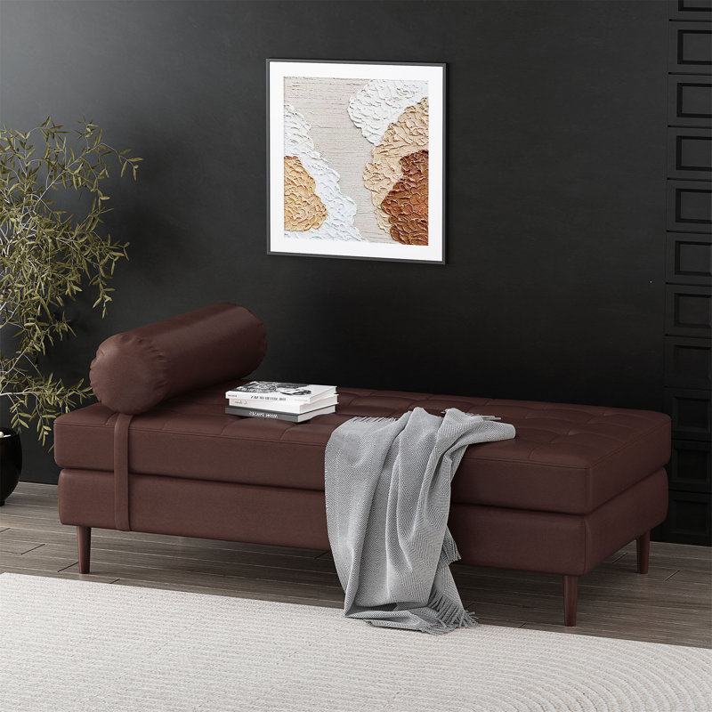 Chaise longue Jakie, Similicuir brun