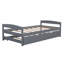 Lit plateforme simple avec rangement gigogne simple, gris