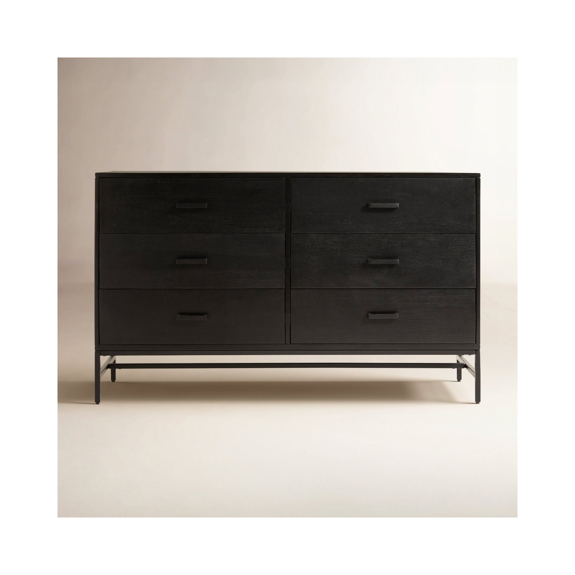 Ivywood 56" W 6-Drawer Dresser, Black