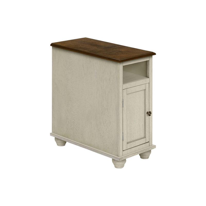 Table d'appoint étroite en placage avec rangement, conception traditionnelle pour la chambre à coucher et le salon
