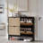 Shoe Storage Cabinet With 4 Flip Drawers, Farmhouse Fluted Shoe Organizer With Metal Legs-2090192759