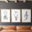 Inky Botanical I - reproduction sur mesure encadrée de qualité supérieure - 3 pièces-722119807