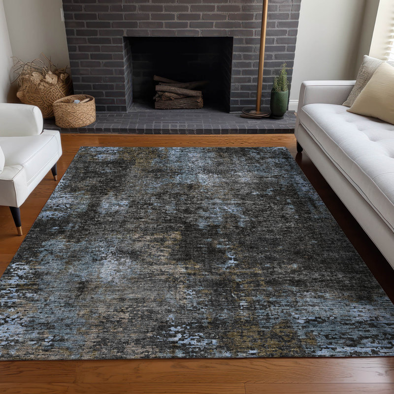 Premium Machine Washable Prisco Graphite Rug, Rectangle 8' x 10'