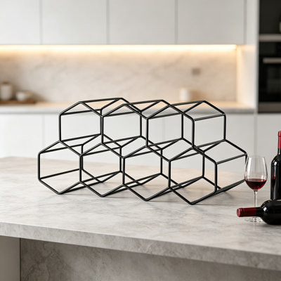 Support à vin de comptoir avec finition dorée - petit support de vin autoportant moderne à deux niveaux pour garde-manger et comptoir de cuisine - aucun assemblage requis