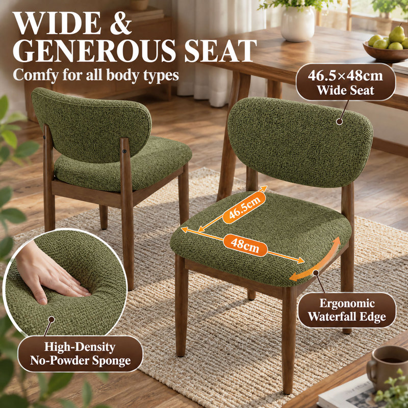 48 cm H Upholstered Chenille Dining Chair, Green