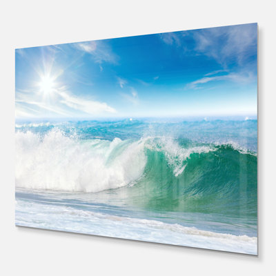 «White and Blue Waves under Sun Seashore», reproduction de photo sur toile tendue