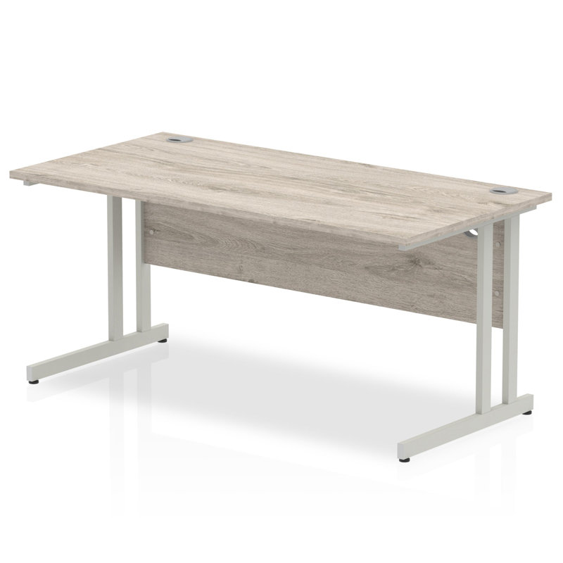 Impulse Metal Base Computer Desk, Silver, 73cm H x 160cm W x 80cm D, Grey