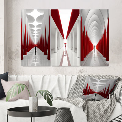 Red White Dream Wall Art, 3-Piece Canvas Set - Red White Path To The Dream