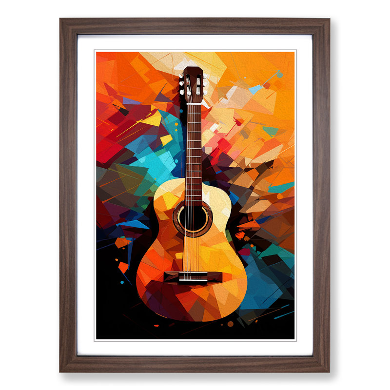 Acoustic Guitar Pop No.2 - Framed Print, 46cm H x 34cm W x 2cm D, Walnut 