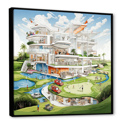 Dessin d'un club de campagne sur toile