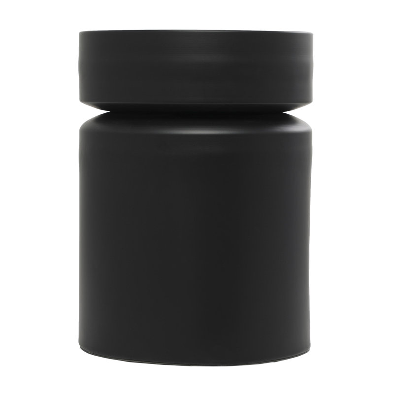 Black Alixia Metal Round Drum End Table, 18.45" H x 13.6" W x 13.65" D, Black