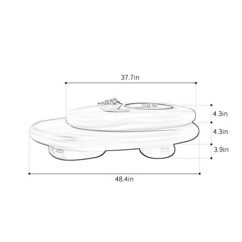 Pebble Shaped Rotating End Table Nesting Coffee Table