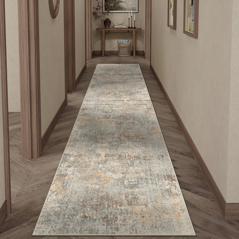 Sarah Modern Abstract Machine Washable Area Rug With Non-Slip Backing, Runner 2' x 8'