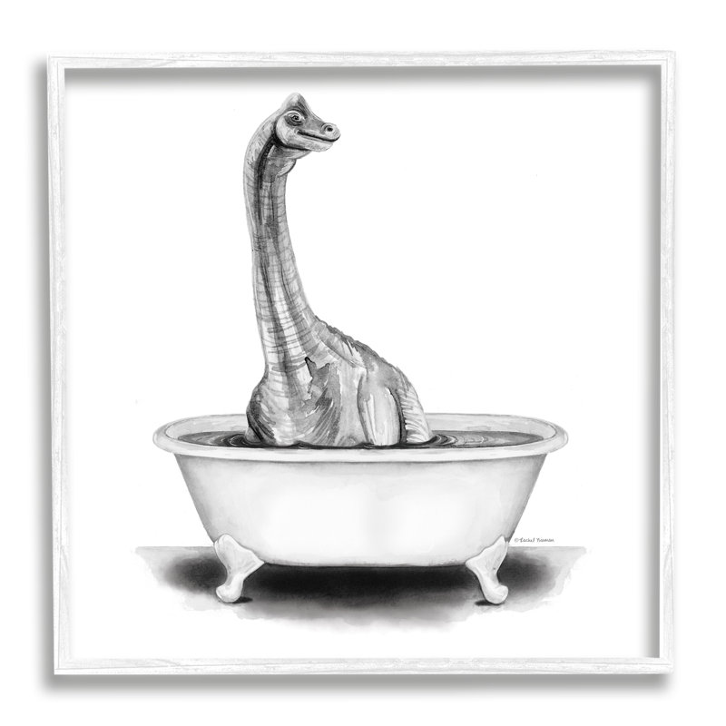 «Dinosaur Vintage Bathroom Tub», art giclée par Rachel Nieman, H 17 po x l 17 po x P 1,5 po