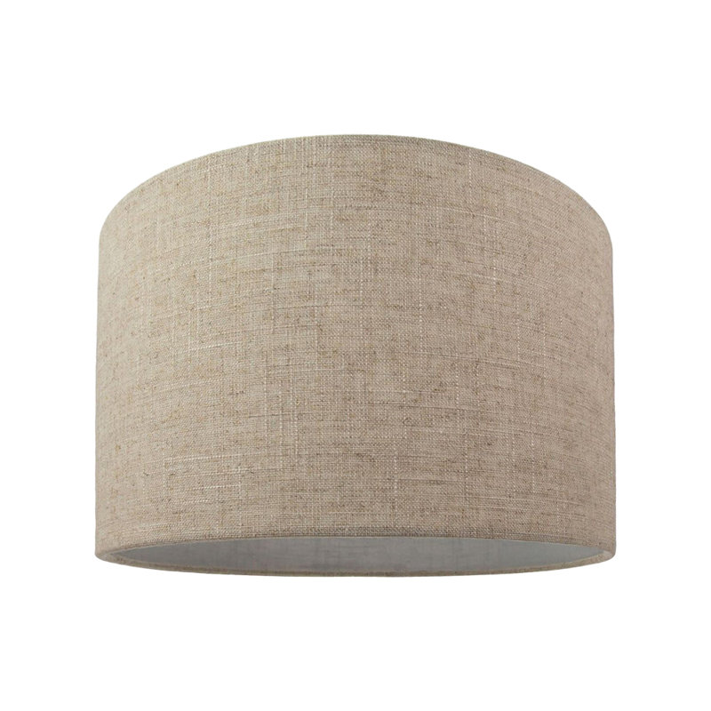 Ibiza Linen Drum Lamp Shade, 21cm H x 30cm W x 30cm D, Oatmeal