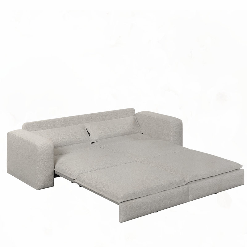93" King Size Pull Out Sofa Bed, Light Gray